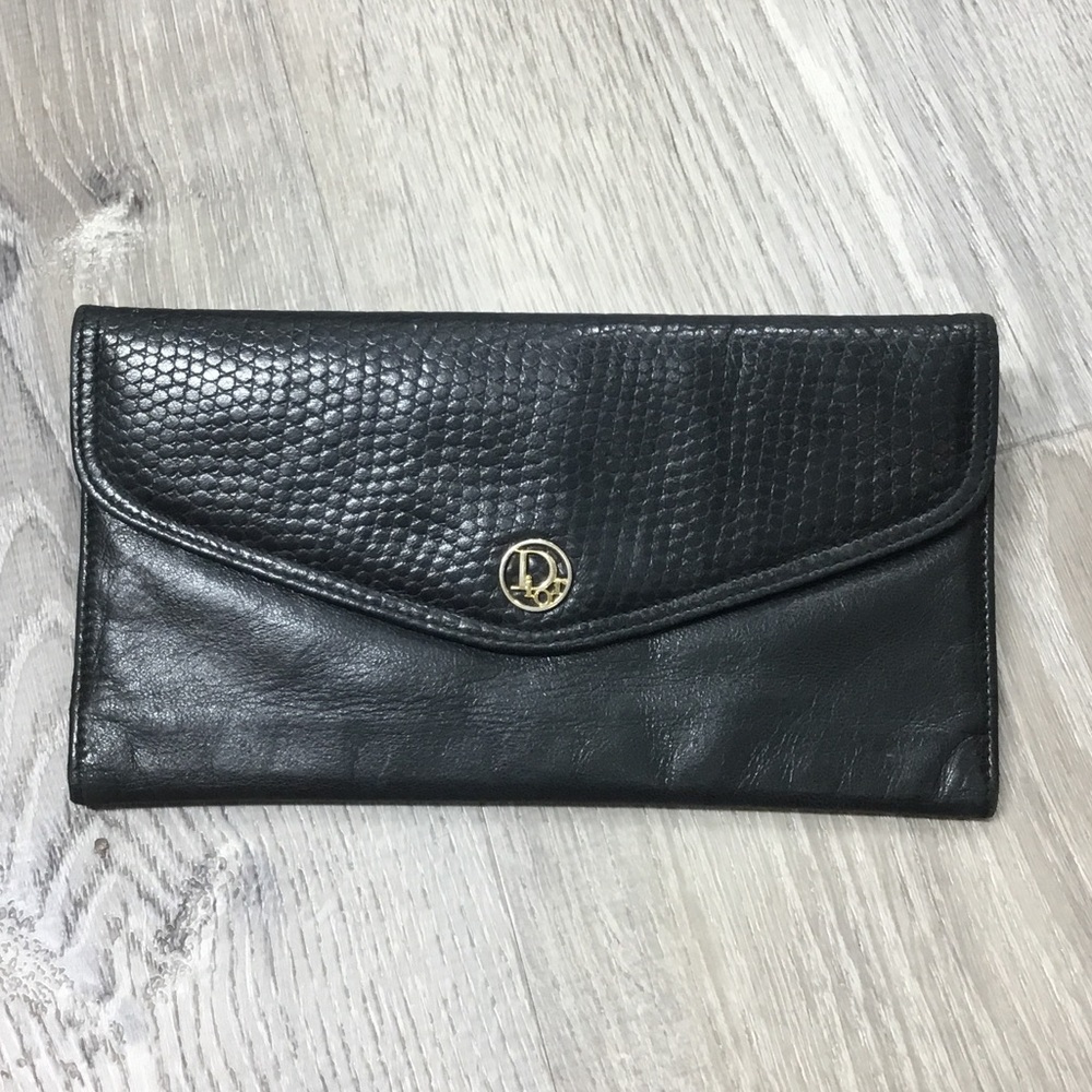 Dior Black Textured Leather Clutch